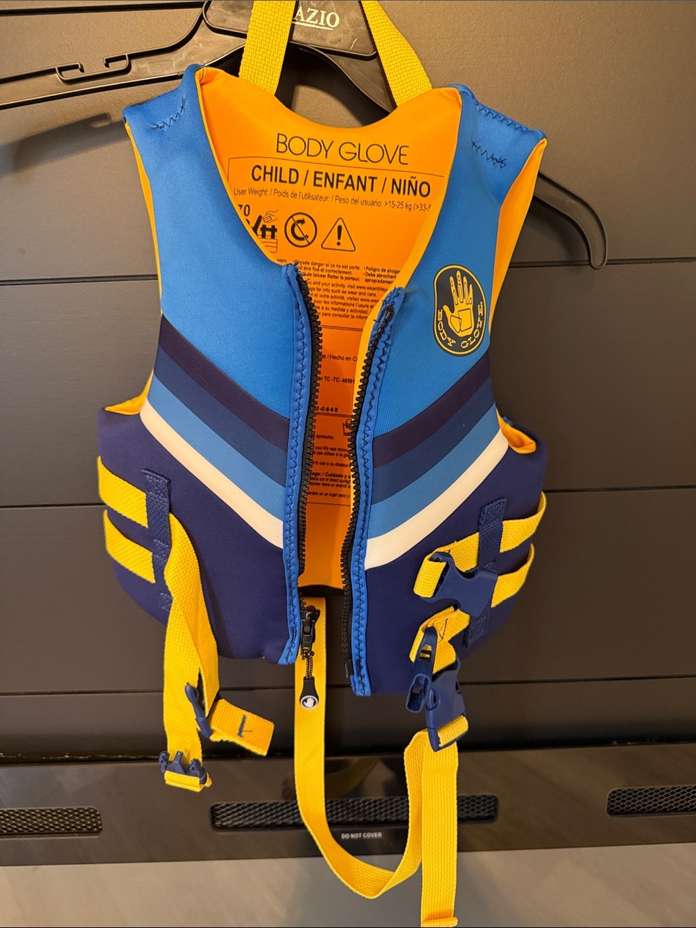 Body Glove Kids Life Vest Blue and Yellow with Navy Accents